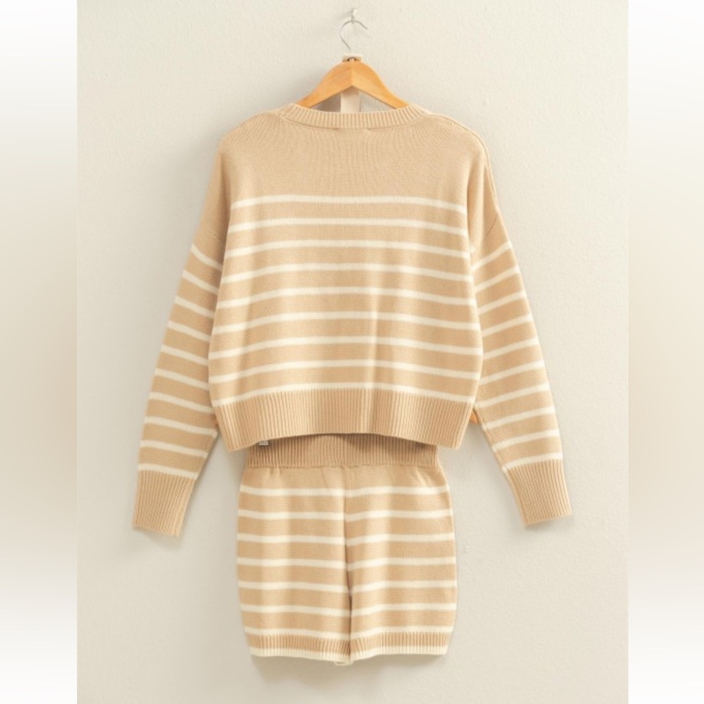 Striped Knit Sweater and Shorts Set